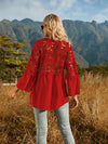 Spliced Lace Buttoned Blouse