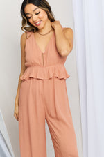 Gilli Sleeveless Wide Leg Peplum Jumpsuit