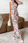 Printed Surplice Neck Sleeveless Jumpsuit